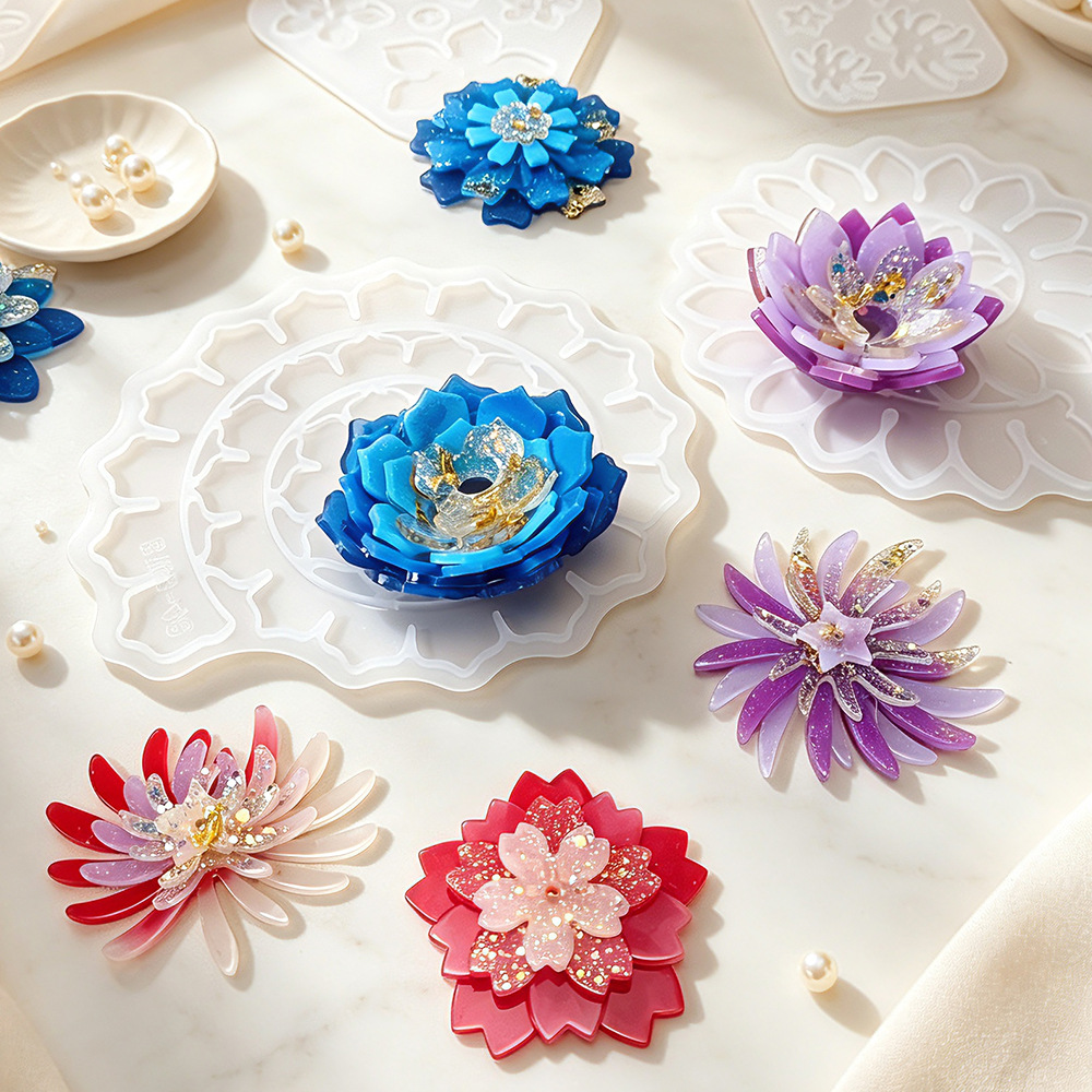 多層フラワーシリコンモールド DIYエポキシ樹脂クラフト用  - Resin Craft Ideas のレビューと価格